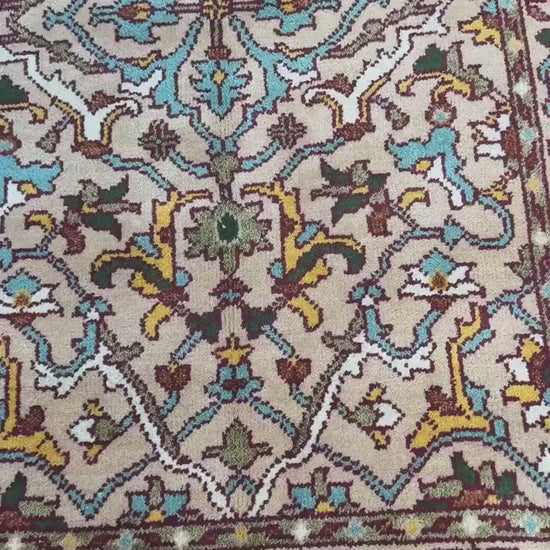 4x6 ft Hand-Knotted Oushak Rug: Wool, Geometric Boho