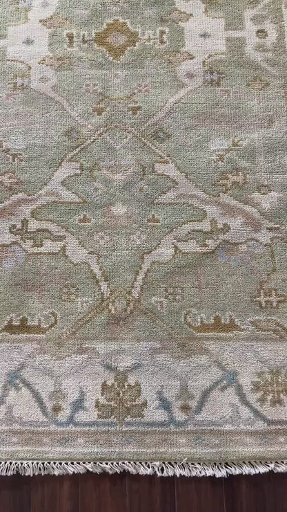 4x6 ft Hand-Knotted Oushak Rug: Multicolored Wool Anatolian Carpet