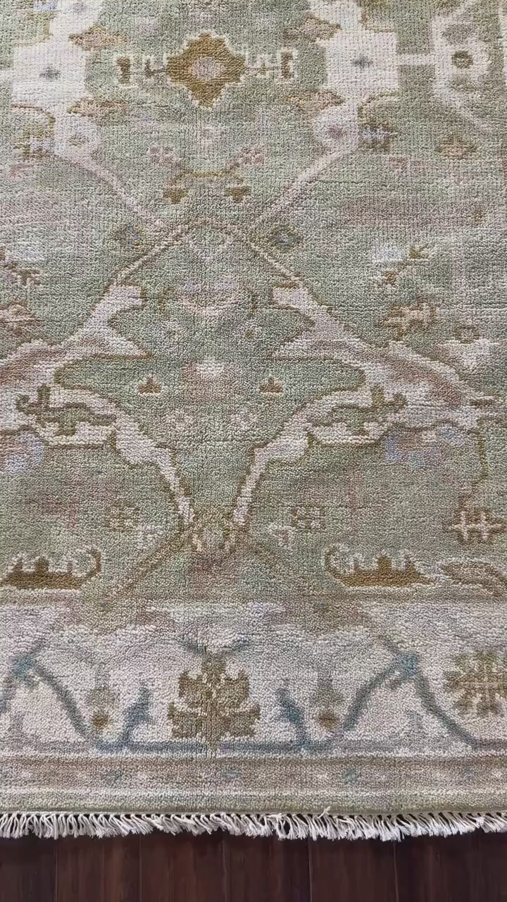 4x6 ft Hand-Knotted Oushak Rug: Multicolored Wool Anatolian Carpet