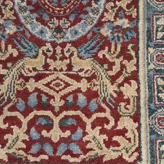 3x5 ft. Hand Knotted Wool Oushak Rug: Tree of Life and Birds Design