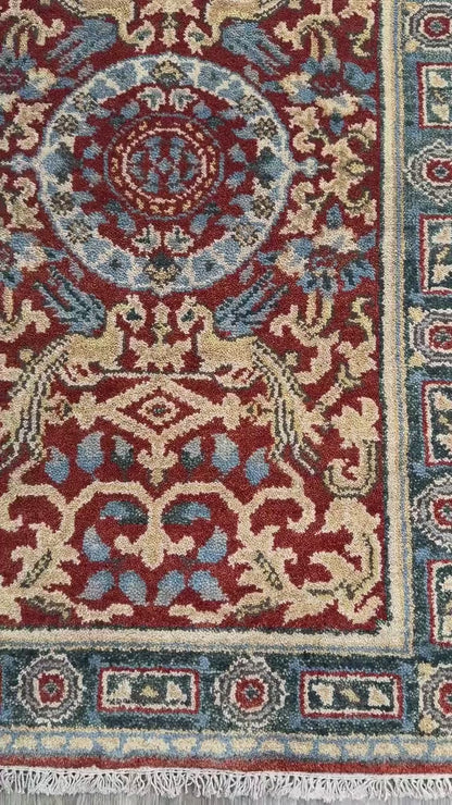 3x5 ft. Hand Knotted Wool Oushak Rug: Tree of Life and Birds Design
