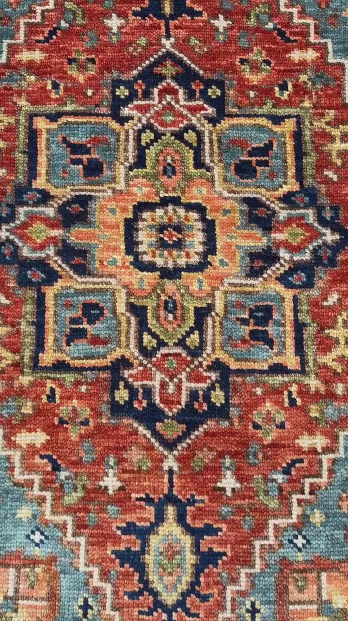 4x6.3 ft Modern Oushak Rug: Multicolored Hand Knotted Wool Bohemian Area Rug