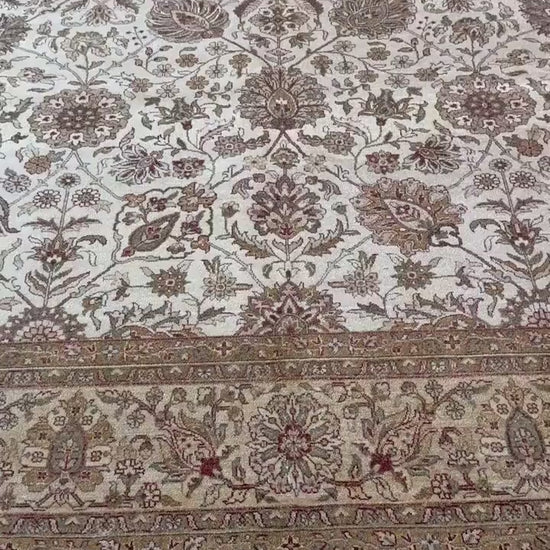 8x10 ft 300 KPSI Hand-Knotted Tabrizz Rug: Silk & Wool Oriental Carpet
