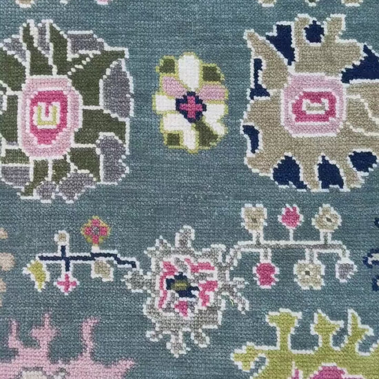 4x6.3 ft Hand-Knotted Wool Oushak Rug: Modern Bohemian Carpet