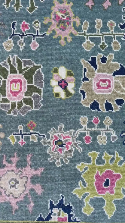 4x6.3 ft Hand-Knotted Wool Oushak Rug: Modern Bohemian Carpet