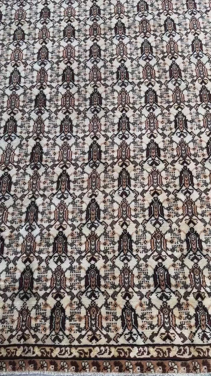9x7 ft Moroccan Vintage Wool Rug, 1990s Hand Knotted Tribal Berber Carpet, Bohemian Area Rug