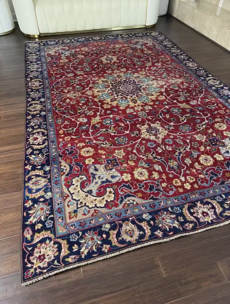 7x10 ft 1950s Vintage Tabriz Wool Rug: Boho Royal Design