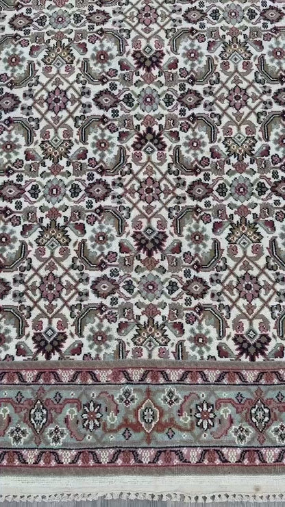 6x4 ft Vintage Bijour 1980s Tribal Wool Rug: Hand Knotted Oriental Geometric Area Carpet