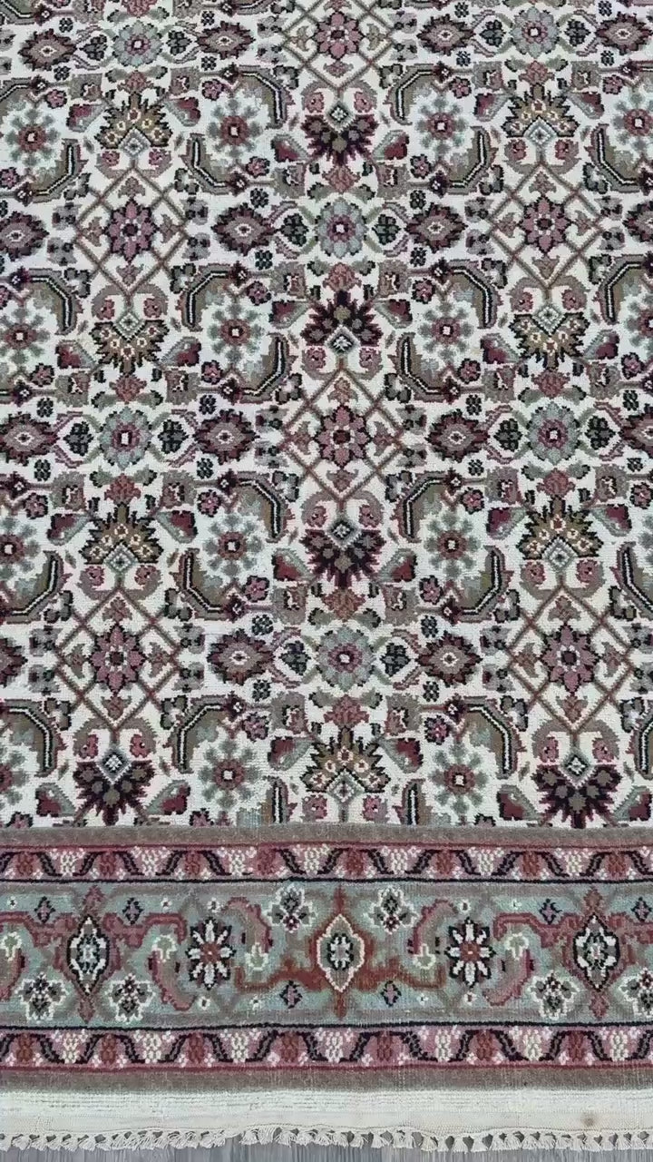 6x4 ft Vintage Bijour 1980s Tribal Wool Rug: Hand Knotted Oriental Geometric Area Carpet