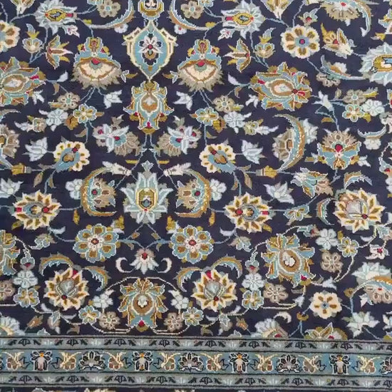 10x13.5 ft Signed Vintage 1970s Rug: Hand Knotted Wool Carpet, Bohemian Village Traditional Oriental Large Area Rug