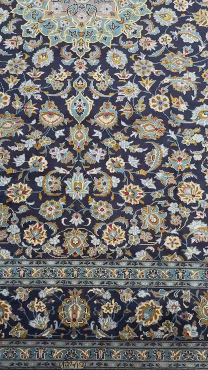 10x13.5 ft Signed Vintage 1970s Rug: Hand Knotted Wool Carpet, Bohemian Village Traditional Oriental Large Area Rug