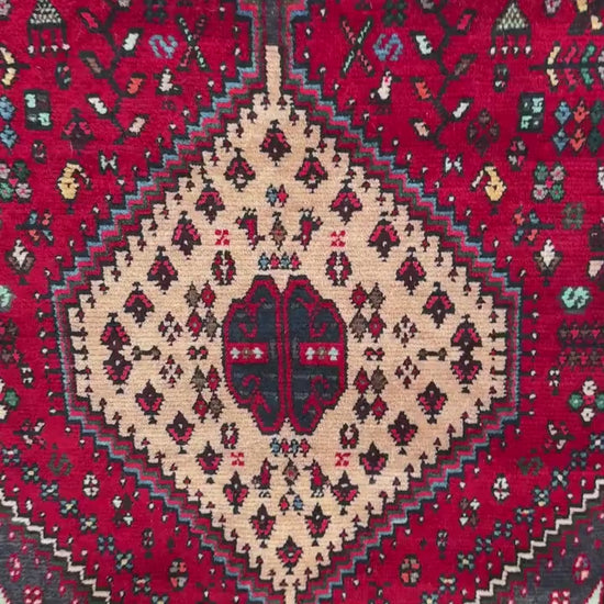 9x3 ft Vintage 1970s Mai Mai Runner Rug: Hand Knotted Wool Tribal Nomadic Desig Carpet