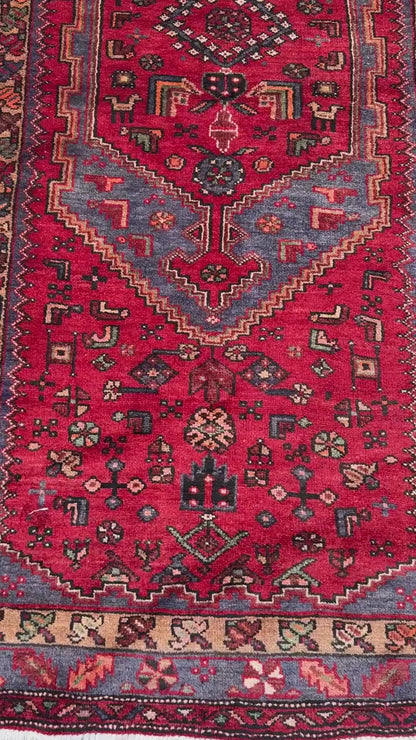Vintage Hand-Knotted Wool Rug – Geometric Anatolian Village Design 3.9x7 ft
