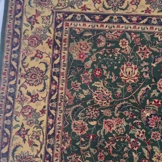 9x6 ft Vintage Tabriz Silk & Wool Rug: 1970s Hand-Knotted Oriental Carpet