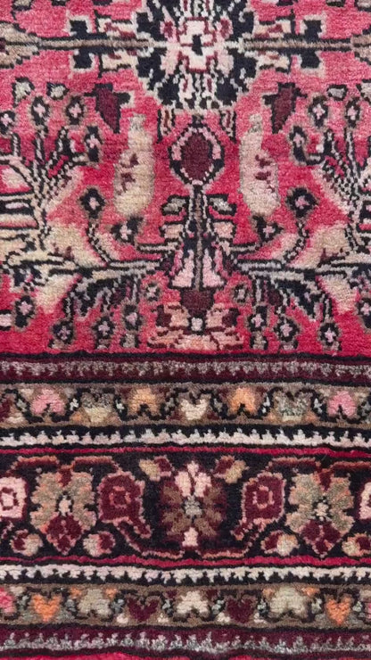 3.5x9.1 ft Vintage 1930s Rug: Authentic Anatolian Tribal Runner, Hand Knotted Wool Geometric Village Carpet