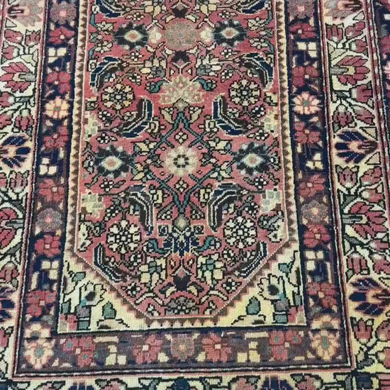 3x10 ft Signed 1940s Vintage Anatolian Runner Rug: Hand Knotted Wool Hallway Carpet, Authentic Village Weaving