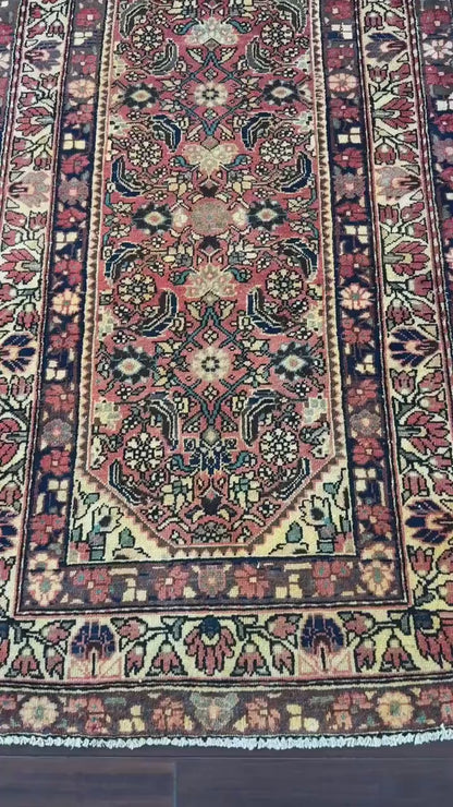 3x10 ft Signed 1940s Vintage Anatolian Runner Rug: Hand Knotted Wool Hallway Carpet, Authentic Village Weaving