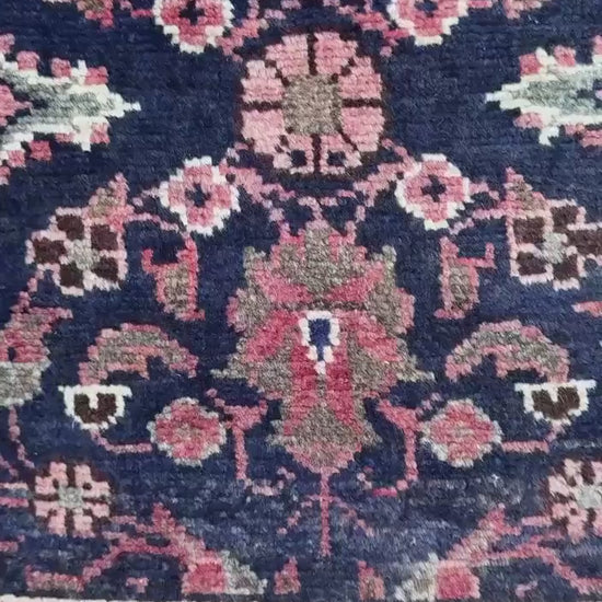 3.8x14 ft Vintage 1940s Anatolian Geometric Runner: Hand Knotted Village Wool Oriental Carpet