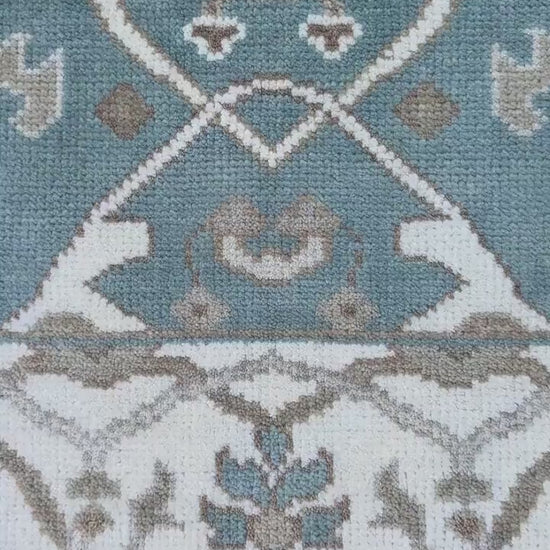 4x4 ft Hand-Knotted Square Oushak Wool Rug: Boho Anatolian Carpet