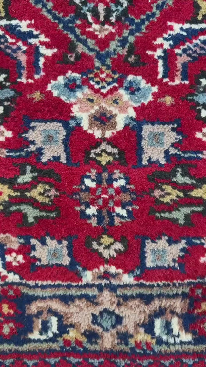4.9x2.7 ft Vintage Hand Knotted Wool Rug: Bijour Tribal Design