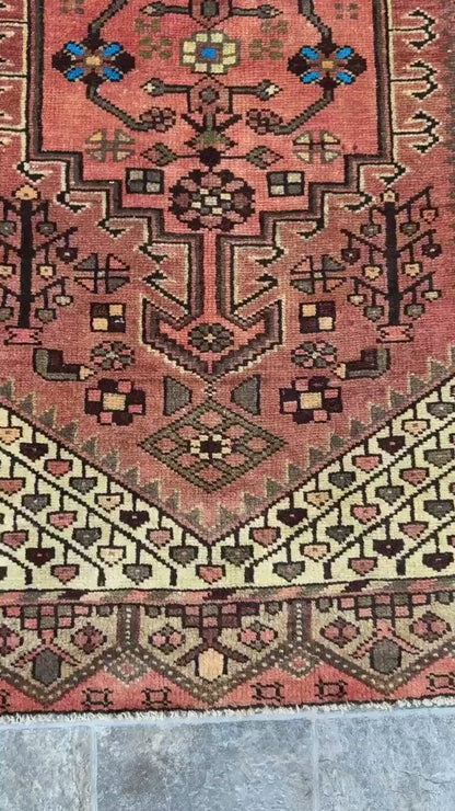 3x4 ft Geometric Village Rug, 1930s Vintage Hand Knotted Wool Carpet, Anatolian Oriental Small Area Rug