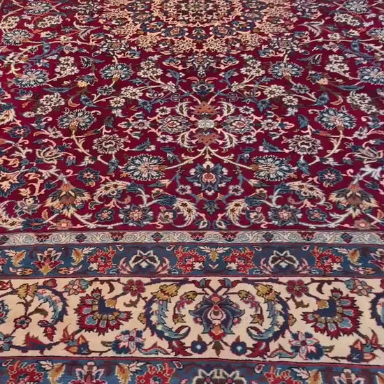 9x13 ft. Signed Vintage 1990s Tabriz Rug: Hand Knotted Wool Oriental Area Carpet