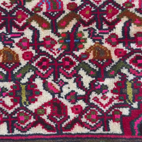 2x3 ft Hand-Knotted Vintage Hamidoun Wool Rug: 1970s Tribal Design