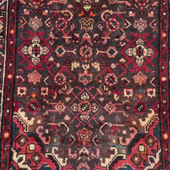 3.8x9.10 ft Vintage 1930s Anatolian: Hand Knotted Wool Village Carpet, Geometric Tribal Design