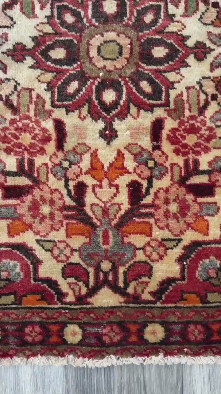 1930s Turkish Village Rug: Hand-Knotted Wool Geometric Accent Carpet 2.1x3.1 ft
