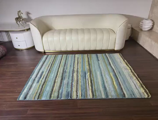 4.2x7.10 ft Oushak Anatolian Rug: Hand Knotted Wool Carpet