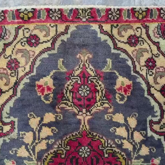 2x3.9 ft Vintage Village Rug: Hand-Knotted Wool Anatolian Carpet