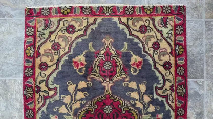 2x3.9 ft Vintage Village Rug: Hand-Knotted Wool Anatolian Carpet