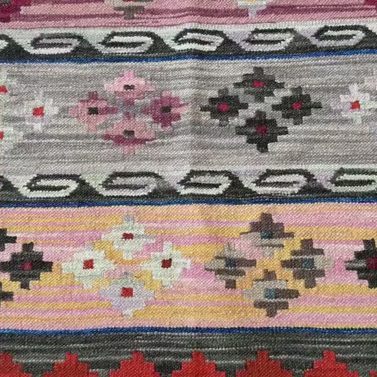 4x6 ft Scandinavian Kilim Rug: Handmade Wool Flat Weave