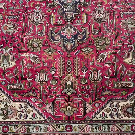 6x8 ft Hand-Knotted Heriz 1940s Vintage Rug, Anatolian Wool Tribal Carpet