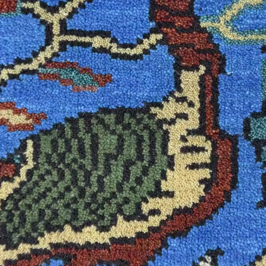 2x3 ft Handmade Oushak Rug: Tree of Life Wool Carpet