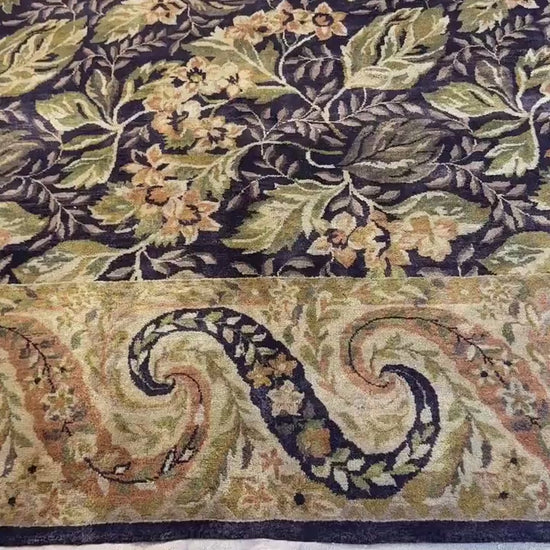 8x10 ft William Morris Hand-Knotted  Wool Rug: Art Nouveau Mint Green Carpet