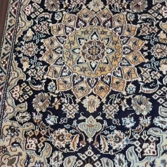 4x3 ft. Vintage Naeen Rug: 1960s Hand-Knotted Wool & Silk Oriental Carpet
