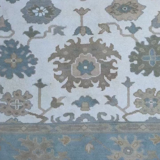8x10 ft. Handmade Oushak Wool Rug: Modern Bohemian Carpet