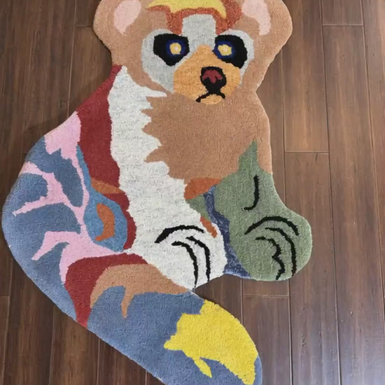 Handmade Wool Animal Rug, Kohala Turkish Design, Nursery Decor 2x3