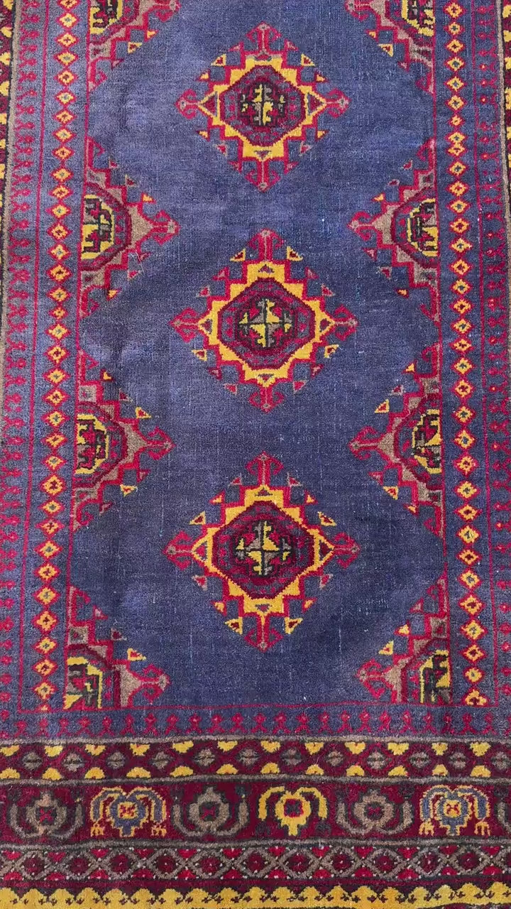 5.3 x 3.4 ft Vintage Turkmen Dowlatabad Wool Rug Hand Knotted Afghan
