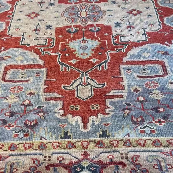 8x10 ft. Heriz Style Turkish Rug: Hand Knotted Wool Oriental Carpet