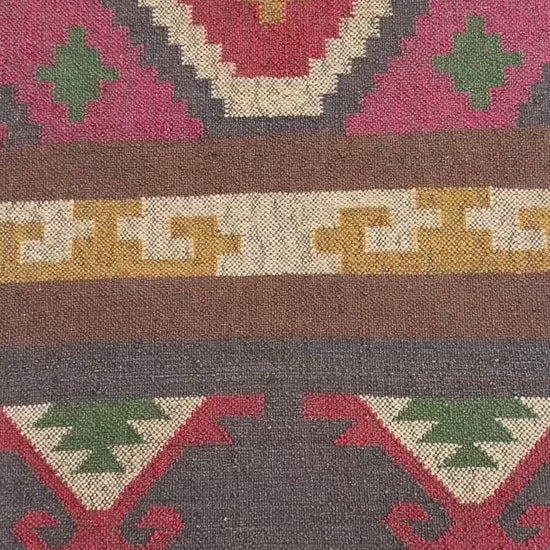 2.5x12 ft Geometric Anatolian Kilim, Flat Weave Handwoven Runner