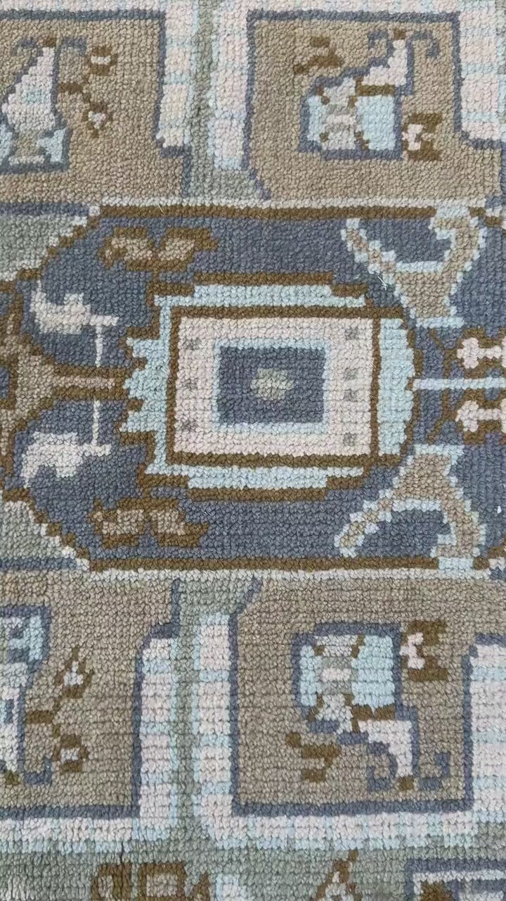5x7.9 ft Wool Rug: Vintage-Style Kazak Geometric Area Carpet