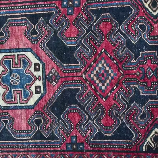 2.10x10 ft Vintage 1940s Anatolian Runner Rug: Hand Knotted Wool Village Carpet, Geometric Tribal Design