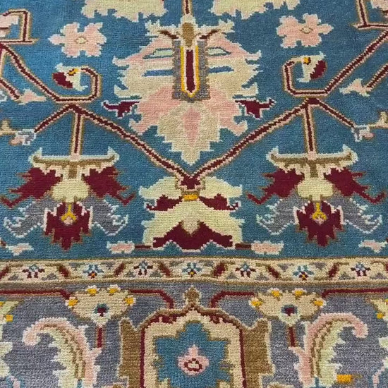 9x12 ft. Heriz Rug: Hand-Knotted Wool Modern Serapi Design Carpet