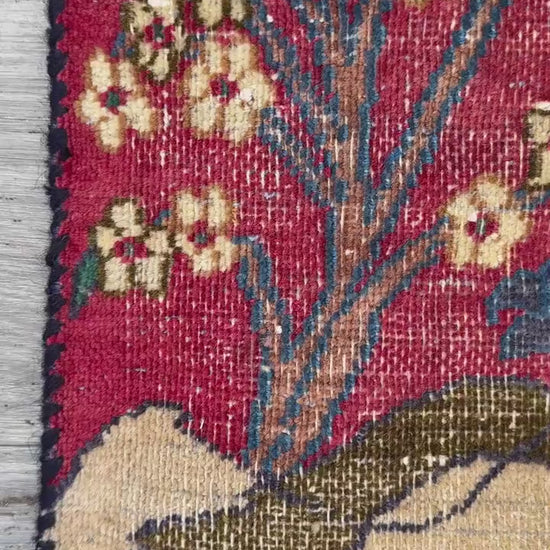 2.2x2.9 ft Vintage 1980s Turkish Carpet | Hand Knotted Wool Tree of Life Pictorial Design