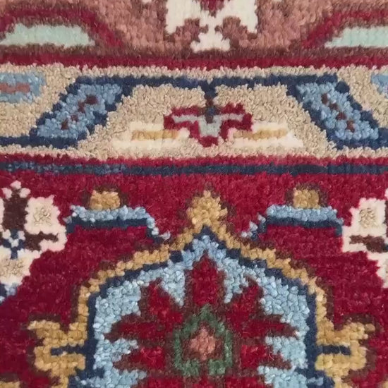 9x12 ft. Heriz Serapi Rug: Hand Knotted Wool Geometric Medallion Oriental Large Area Carpet