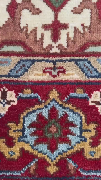 9x12 ft. Heriz Serapi Rug: Hand Knotted Wool Geometric Medallion Oriental Large Area Carpet