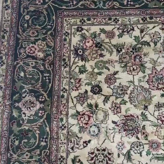 9x6 ft Vintage 1970s Tabriz Rug: Hand-Knotted Silk & Wool Oriental Carpet