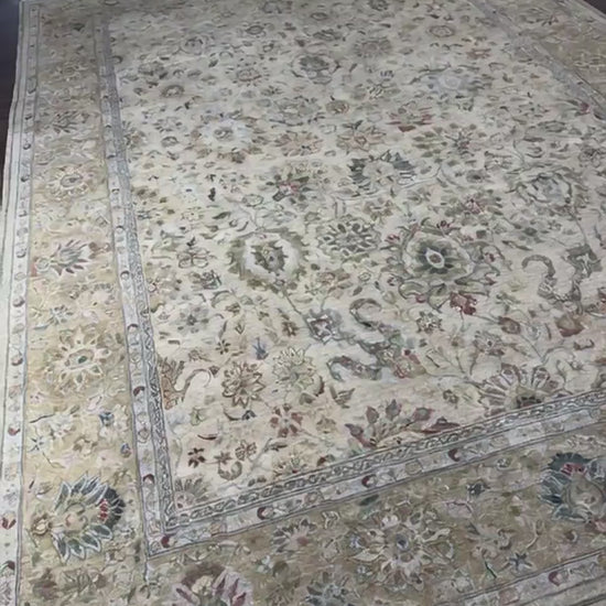 9x13 ft Hand Knotted Tabriz Rug: 300 KPSI Wool Natural Dyes Carpet